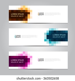 Vector design Banner backgrounds in three different colors.