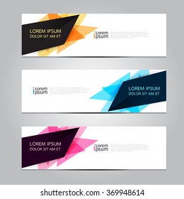 Vector design Banner backgrounds in three different colors.
