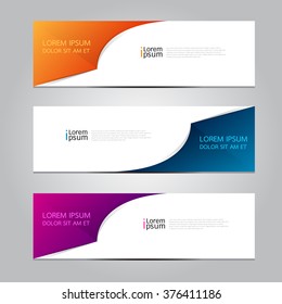 Vector design Banner backgrounds in three different colors.
