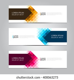 Vector design Banner backgrounds in three different colors 
