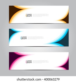 Vector design Banner backgrounds in three different colors.
