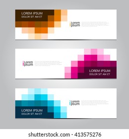 Vector design Banner backgrounds in three different colors.
