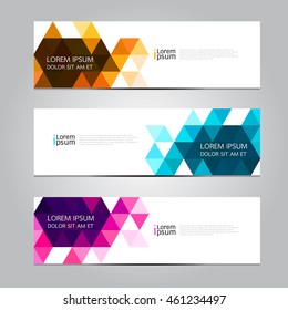 Vector design Banner backgrounds in three different colors.