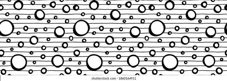 Diseño de vectores, pancarta. Combinación de círculos y líneas hechas a mano. Tonos grises. Patrón sin foco. 