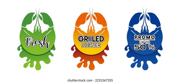 Vector design banner design elements with lobster and splash blot shapes