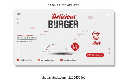 Vector Design Banner Of Food Template, Good For Banner Food, Burger Banner And Banner Product Advertising.