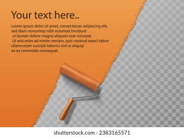 Vector design banner with orange paint ruler and copy space for your text.