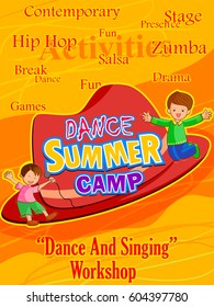 Vector design of banner poster design template for Kids Summer Camp activities