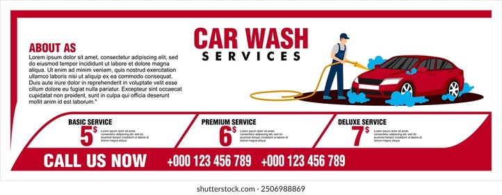 vector design banner sign board horizontal car wash service promotion template