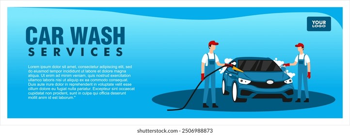 vector design banner sign board horizontal car wash service promotion template