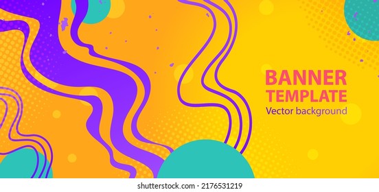 Vector design of a banner template with bright purple and yellow colors. Template for text.