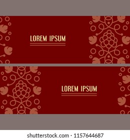 Vector design banner template. Wine theme. Illustration of vine's ornament 