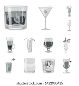 Vector design of bar and shaker symbol. Set of bar and restaurant vector icon for stock.