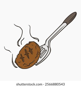 vector design of barbeque meat and spatula on white background