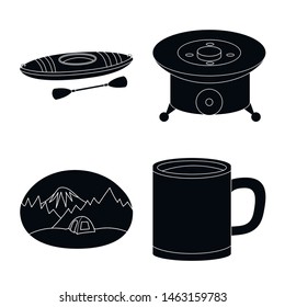 Vector design of barbeque and rest logo. Collection of barbeque and nature stock vector illustration.