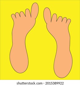 vector design of bare foot marks on yellow background
