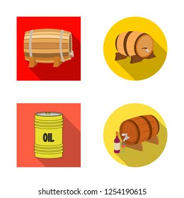 Vector design of barrel and beer icon. Set of barrel and keg vector icon for stock.