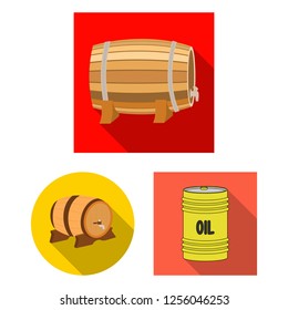 Vector design of barrel and beer icon. Set of barrel and keg vector icon for stock.