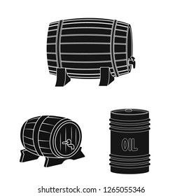 Vector design of barrel and beer logo. Collection of barrel and keg stock symbol for web.