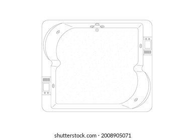 Vector design of bathtub sketch with architectural design