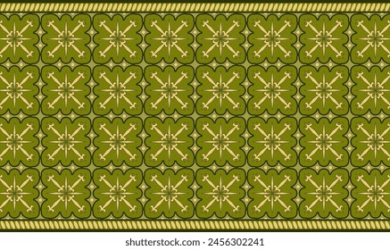 Vector, Design, Batik, Traditional, Background, Green