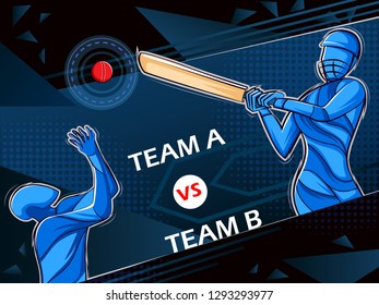 Vector design of batsman player playing cricket sports tournament championship