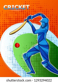 Vector design of batsman player playing cricket sports tournament championship