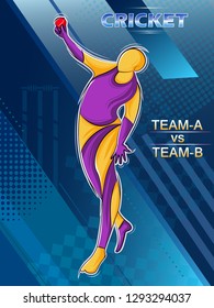 Vector design of batsman player playing cricket sports tournament championship