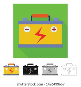 Vector design of battery and accumulator symbol. Set of battery and car stock symbol for web.