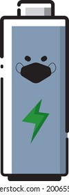 diseño vectorial del carácter de la batería con emoción