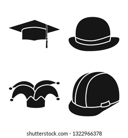 Vector design of beanie  and beret icon. Set of beanie  and napper stock symbol for web.