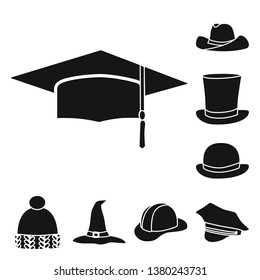 Vector design of beanie  and beret sign. Set of beanie  and napper stock symbol for web.