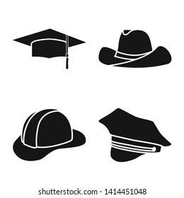 Vector design of beanie  and beret symbol. Collection of beanie  and napper stock vector illustration.