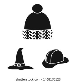 Vector design of beanie and beret symbol. Set of beanie and napper stock symbol for web.