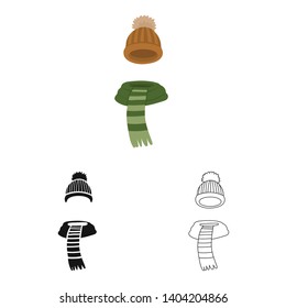 Vector design of beanie  and scarf symbol. Collection of beanie  and cap  vector icon for stock.