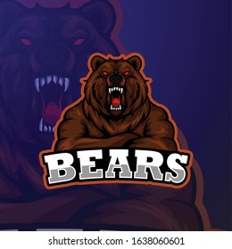 VECTOR DESIGN OF BEAR MASCOT LOGO ARRANGED MODERN ILLUSTRATION