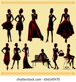 Vector design of beautiful African black woman modern stylish model