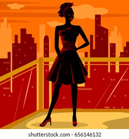 Vector design of beautiful African black woman modern stylish model
