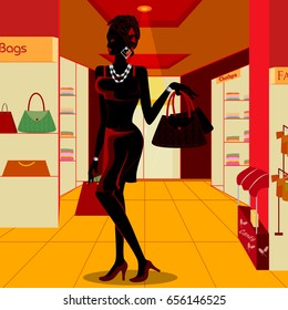 Vector design of beautiful African black woman modern stylish model