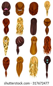 Vector design of beautiful collection of female hairdo