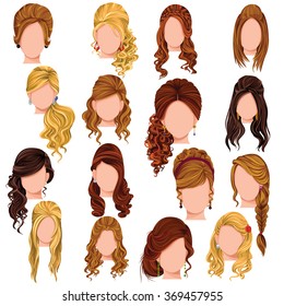 Vector design of beautiful collection of female hairdo