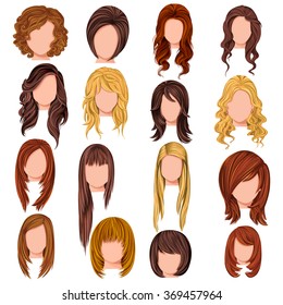 Vector design of beautiful collection of female hairdo