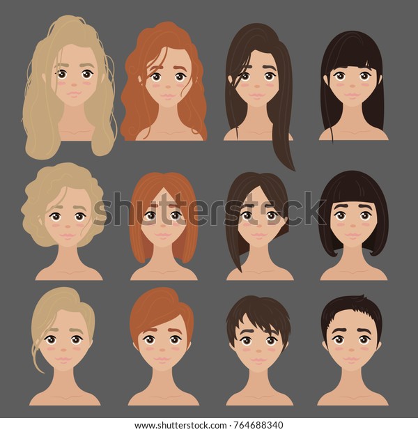 Vector Design Beautiful Collection Female Haircuts Stock