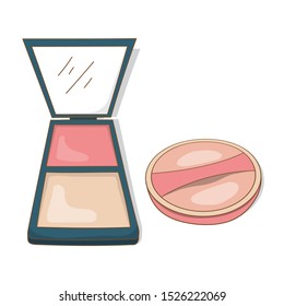 vector design of beauty equipment cosmetics. face powder and powder puff isolated white background