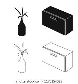 Vector design of bedroom and room icon. Set of bedroom and furniture stock symbol for web.