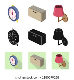 Vector design of bedroom and room icon. Collection of bedroom and furniture stock vector illustration.