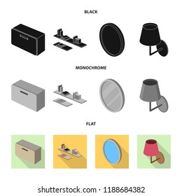 Vector design of bedroom and room icon. Collection of bedroom and furniture stock vector illustration.