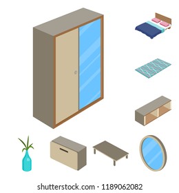 Vector design of bedroom and room icon. Set of bedroom and furniture vector icon for stock.