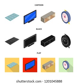 Vector design of bedroom and room icon. Set of bedroom and furniture stock symbol for web.