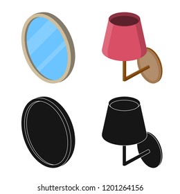 Vector design of bedroom and room icon. Collection of bedroom and furniture stock vector illustration.